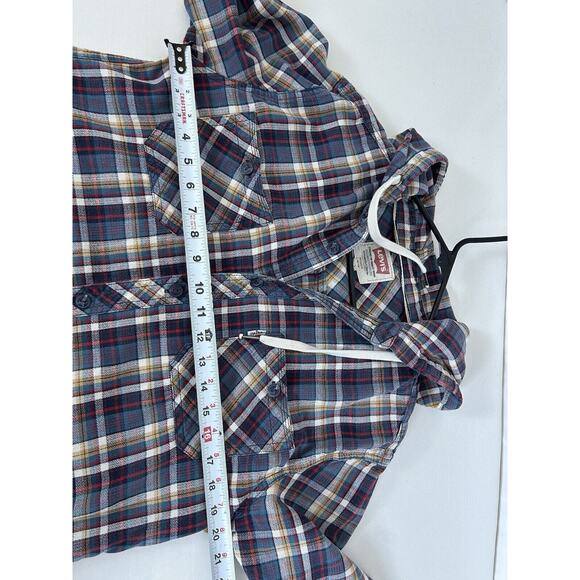 Vintage Grunge Levis Button Up Hoodie Shirt Jacket Medium Multicolor Size Medium - Picture 6 of 8